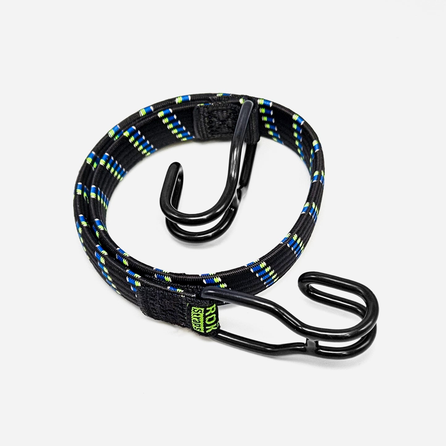 ROKStraps All-Purpose Stretch Strap rolled up from a different angle, displaying compact, strong, and reflective strap design