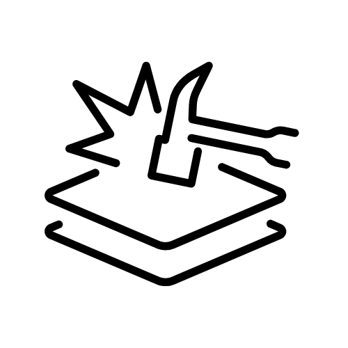 Icon of hammer smashing to represent strong, safe, and durable construction of ROKStraps for secure cargo fastening