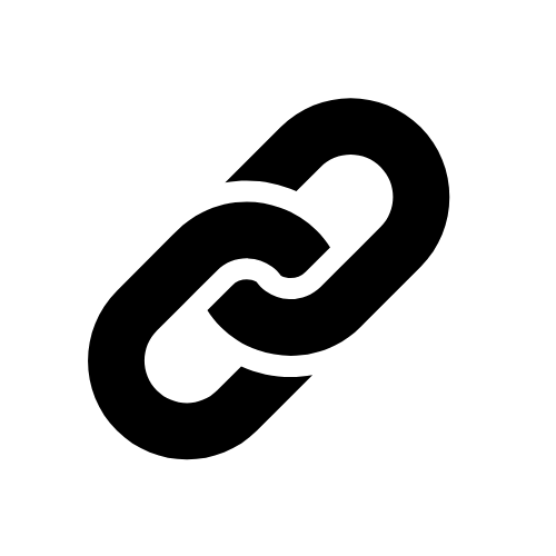 White circle icon with black link design representing superior cargo hold with ROKStraps