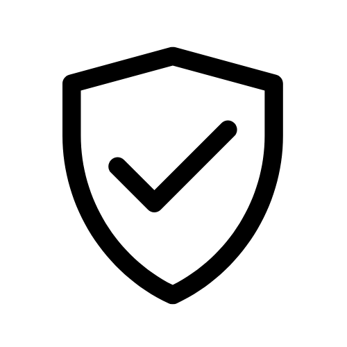 Black tick inside shield icon on white circle representing trusted and certified ROKStraps products
