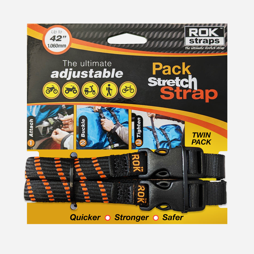 Rokstraps black and orange reflective pack stretch strap