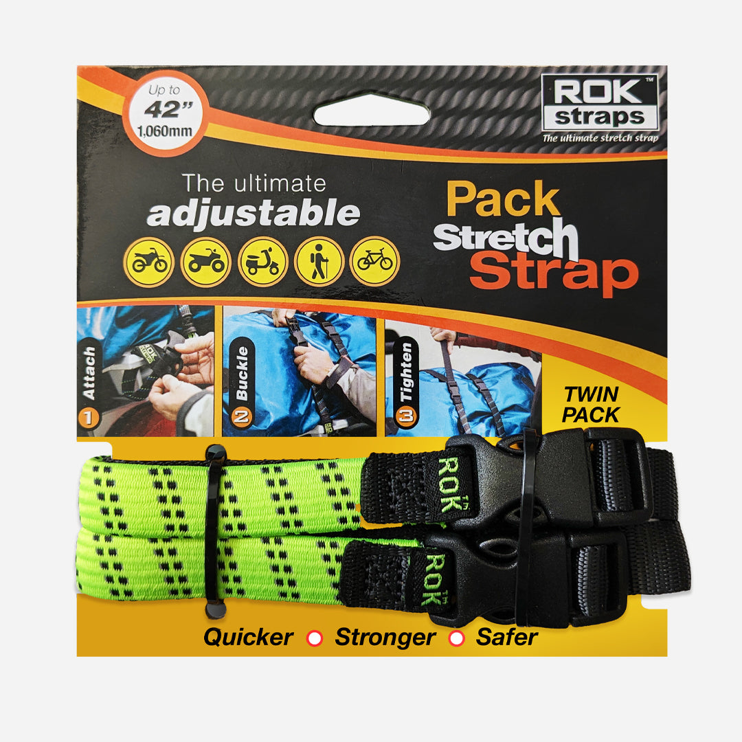 Rokstraps hi-viz green and black reflective pack stretch strap